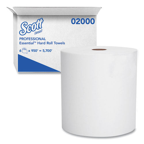 Essential High Capacity Hard Roll Towels For Business, Absorbency Pockets, 1-ply, 8