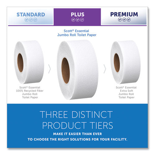 Essential Jrt Jumbo Roll Bathroom Tissue, Septic Safe, 2-ply, White, 3.55