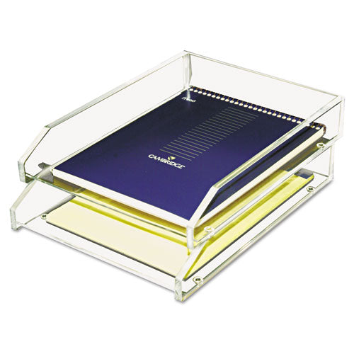 Clear Acrylic Letter Tray, 2 Sections, Letter Size Files, 10.5
