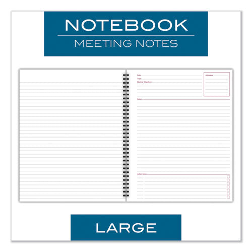 Wirebound Guided Meeting Notes Notebook, 1-subject, Meeting-minutes/notes Format, Dark Gray Cover, (80) 11 X 8.25 Sheets