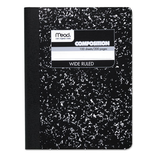 Composition Book, Wide/legal Rule, Black Cover, (100) 9.75 X 7.5 Sheets