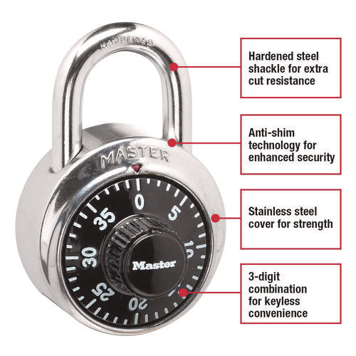 Combination Lock, Stainless Steel, 1.87