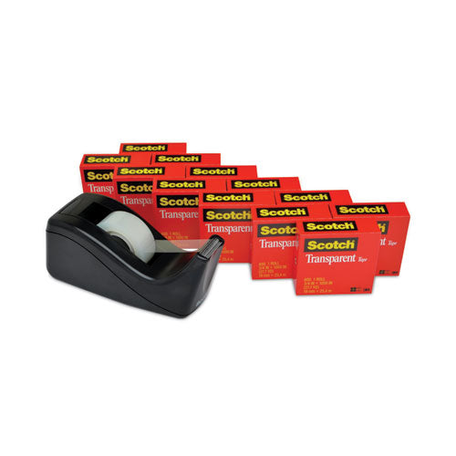 Transparent Tape Value Pack With Black Dispenser, 1