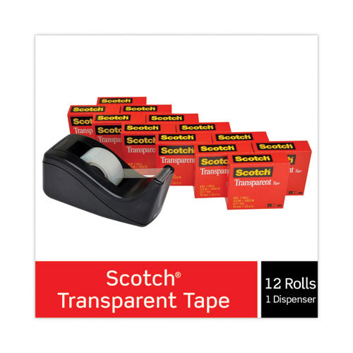 Transparent Tape Value Pack With Black Dispenser, 1