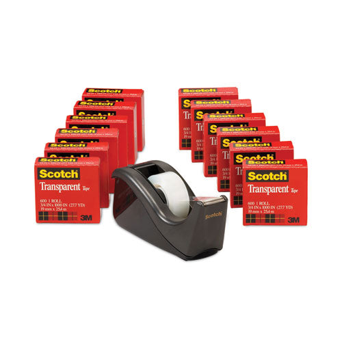 Transparent Tape Value Pack With Black Dispenser, 1