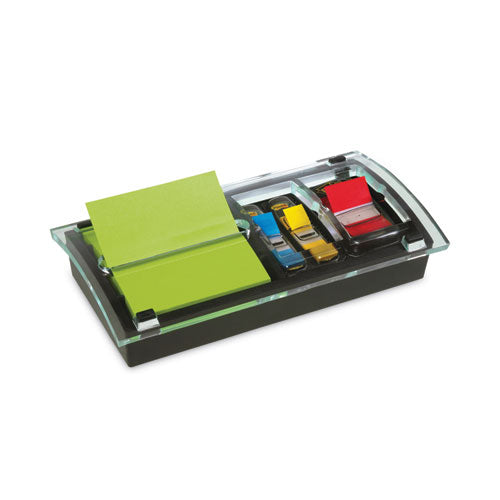 Note And Flag Dispenser, For 3 X 3 Pads, Black/clear, Includes 45-sheet Canary Super Sticky Pop-up Pad; (50) 1