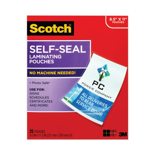 Self-sealing Laminating Pouches, 9.5 Mil, 9