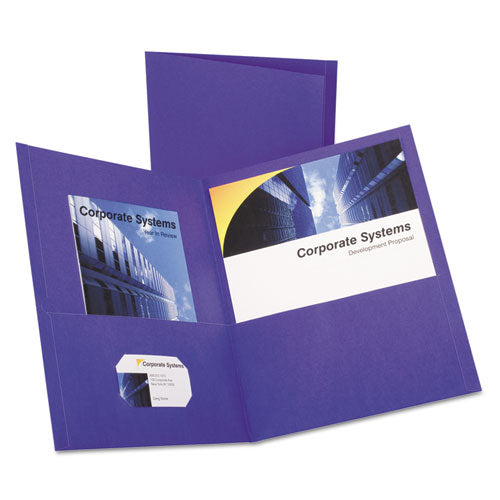 Twin-pocket Folder, Embossed Leather Grain Paper, 0.5