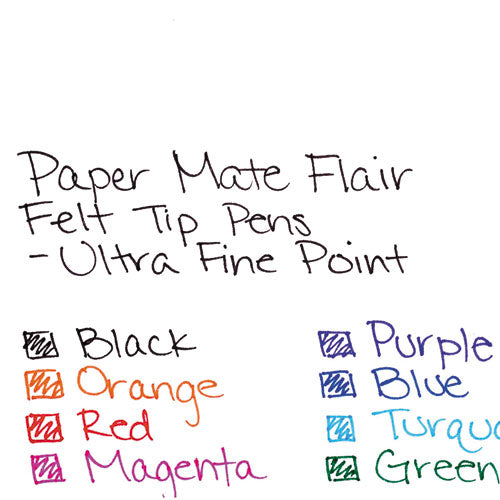 Flair Felt Tip Porous Point Pen, Stick, Extra-fine 0.4 Mm, Assorted Ink And Barrel Colors, 8/pack