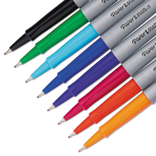 Flair Felt Tip Porous Point Pen, Stick, Extra-fine 0.4 Mm, Assorted Ink And Barrel Colors, 8/pack