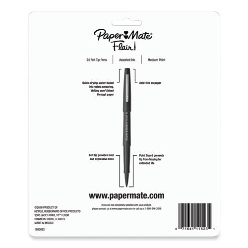 Point Guard Flair Felt Tip Porous Point Pen, Stick, Medium 0.7 Mm, Assorted Tropical Vacation Ink And Barrel Colors, 24/pack