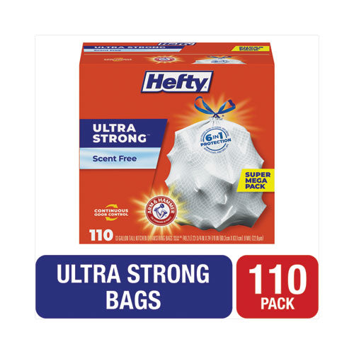 Ultra Strong Tall Kitchen Trash Bags, Drawstring, 13 Gal, 23.75