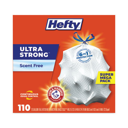 Ultra Strong Tall Kitchen Trash Bags, Drawstring, 13 Gal, 23.75