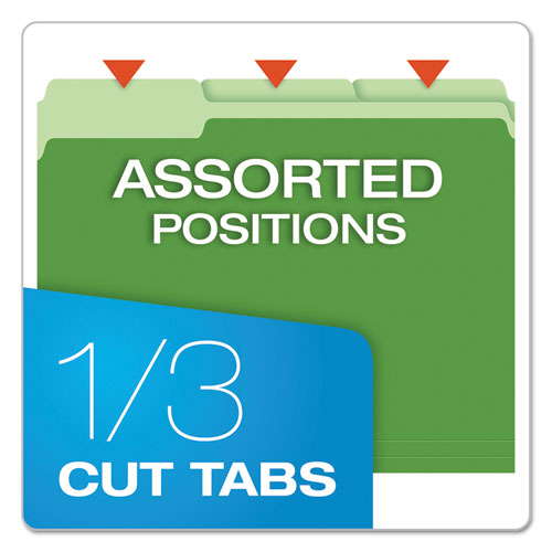 Colored File Folders, 1/3-cut Tabs: Assorted, Letter Size, Green/light Green, 100/box