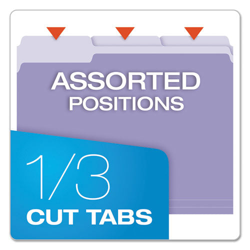 Colored File Folders, 1/3-cut Tabs: Assorted, Letter Size, Lavender/light Lavender, 100/box