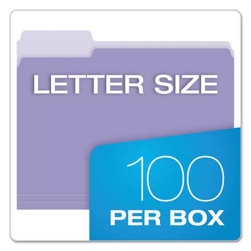 Colored File Folders, 1/3-cut Tabs: Assorted, Letter Size, Lavender/light Lavender, 100/box