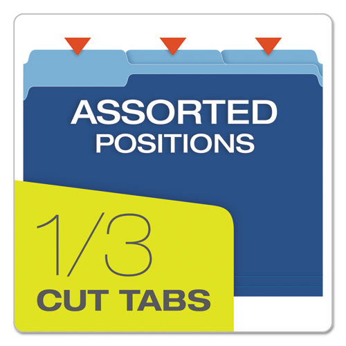 Colored File Folders, 1/3-cut Tabs: Assorted, Letter Size, Navy Blue/light Blue, 100/box