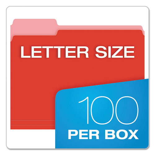 Colored File Folders, 1/3-cut Tabs: Assorted, Letter Size, Red/light Red, 100/box