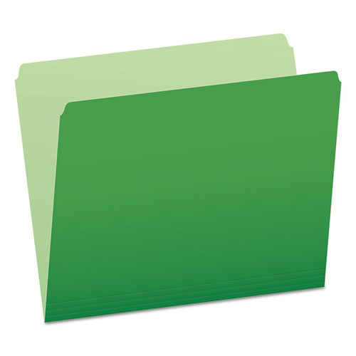 Colored File Folders, Straight Tabs, Letter Size, Green/light Green, 100/box