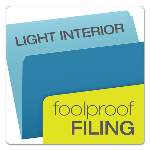 Colored File Folders, Straight Tabs, Letter Size, Blue/light Blue, 100/box