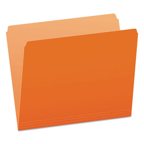 Colored File Folders, Straight Tabs, Letter Size, Orange/light Orange, 100/box