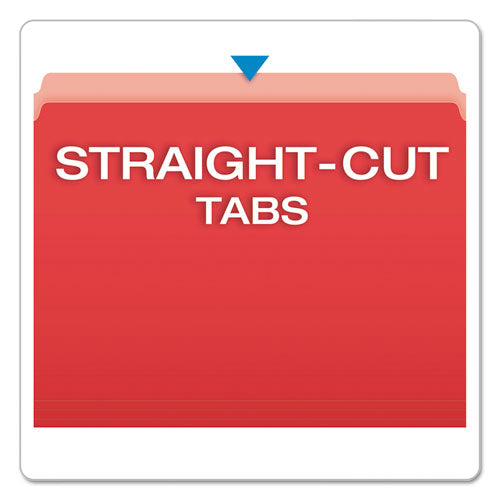 Colored File Folders, Straight Tabs, Letter Size, Red/light Red, 100/box