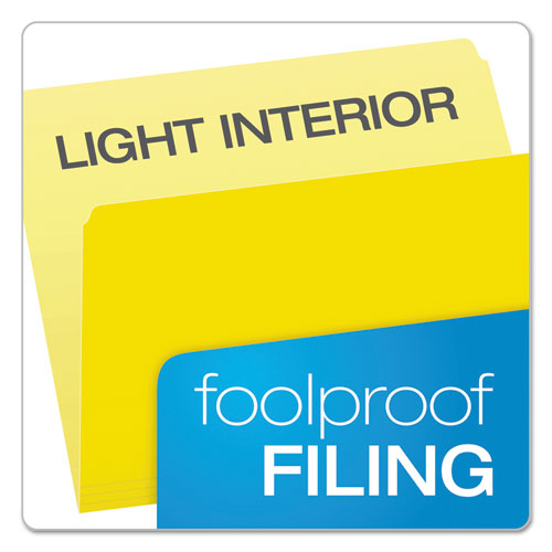 Colored File Folders, Straight Tabs, Letter Size, Yellow/light Yellow, 100/box