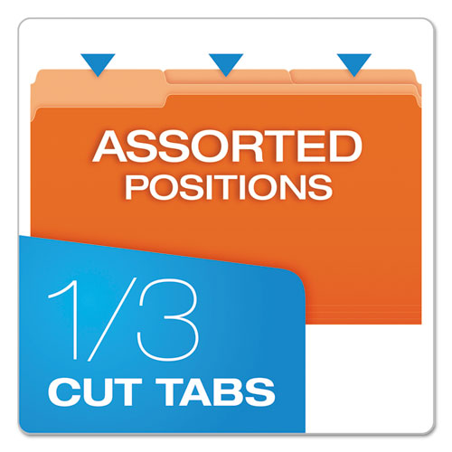 Colored File Folders, 1/3-cut Tabs: Assorted, Legal Size, Orange/light Orange, 100/box
