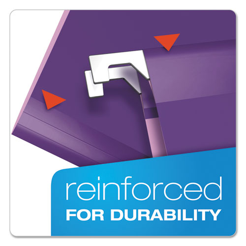 Colored Reinforced Hanging Folders, Letter Size, 1/5-cut Tabs, Assorted Bold Colors, 25/box