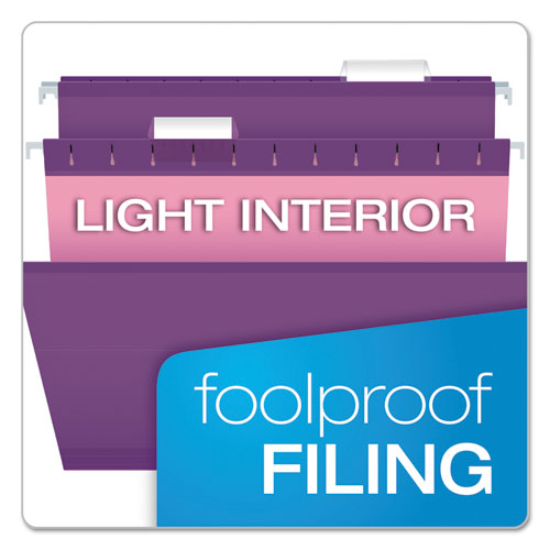Colored Reinforced Hanging Folders, Letter Size, 1/5-cut Tabs, Assorted Bold Colors, 25/box