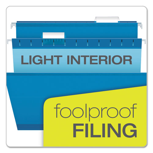 Colored Reinforced Hanging Folders, Letter Size, 1/5-cut Tabs, Blue, 25/box