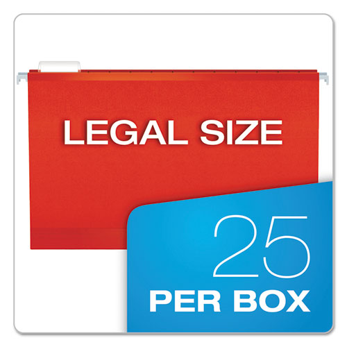 Colored Reinforced Hanging Folders, Legal Size, 1/5-cut Tabs, Assorted Colors, 25/box