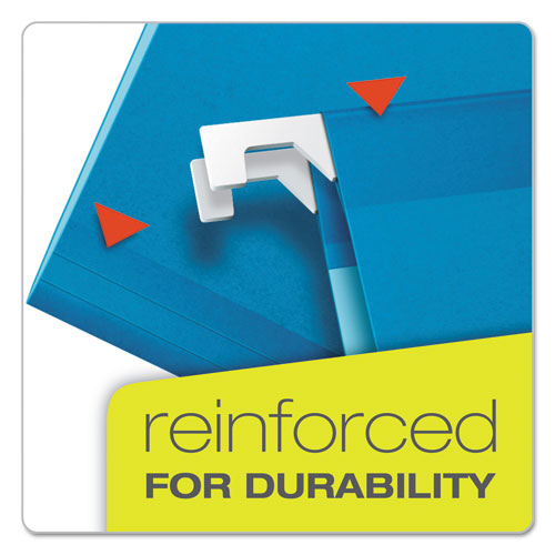 Colored Reinforced Hanging Folders, Legal Size, 1/5-cut Tabs, Blue, 25/box