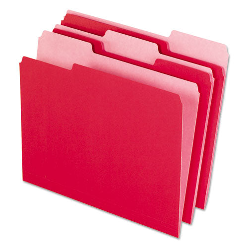 Interior File Folders, 1/3-cut Tabs: Assorted, Letter Size, Red, 100/box