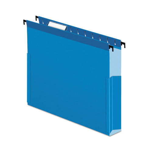 Surehook Reinforced Extra-capacity Hanging Box File, 1 Section, 2" Capacity, Letter Size, 1/5-cut Tabs, Blue, 25/box