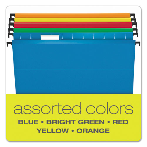 Surehook Hanging Folders, Letter Size, 1/5-cut Tabs, Assorted Colors, 20/box