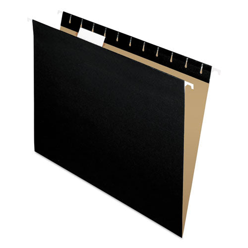 Colored Hanging Folders, Letter Size, 1/5-cut Tabs, Black, 25/box