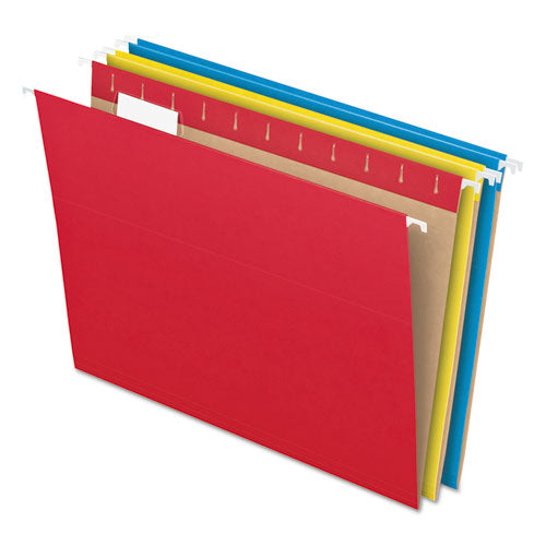 Colored Hanging Folders, Letter Size, 1/5-cut Tabs, Three-color Assortment, 25/box