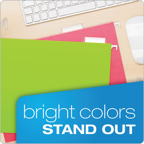Glow Hanging File Folders, Letter Size, 1/5-cut Tabs, Assorted Colors, 25/box
