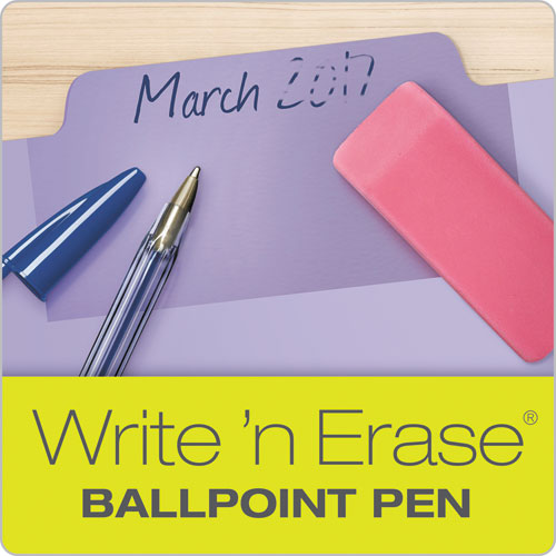 File Folders With Erasable Tabs, 1/3-cut Tabs: Assorted, Letter Size, Assorted Colors, 30/pack
