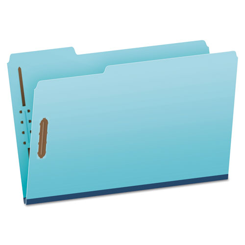 Heavy-duty Pressboard Folders With Embossed Fasteners, 1/3-cut Tabs, 1" Expansion, 2 Fasteners, Legal Size, Blue, 25/box