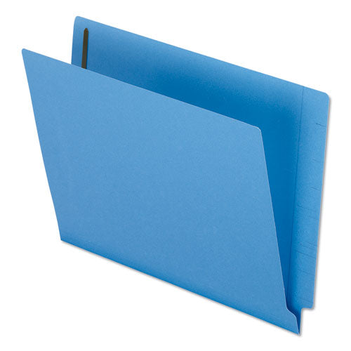 Colored Reinforced End Tab Fastener Folders, 0.75" Expansion, 2 Fasteners, Letter Size, Blue Exterior, 50/box