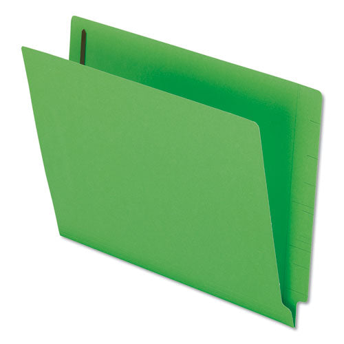 Colored Reinforced End Tab Fastener Folders, 0.75" Expansion, 2 Fasteners, Letter Size, Green Exterior, 50/box