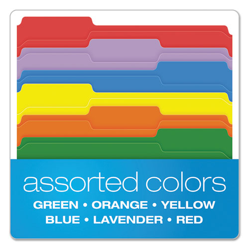 Double-ply Reinforced Top Tab Colored File Folders, 1/3-cut Tabs: Assorted, Letter, 0.75