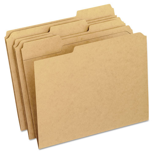 Dark Kraft File Folders With Double-ply Top, 1/3-cut Tabs: Assorted, Letter Size, 0.75