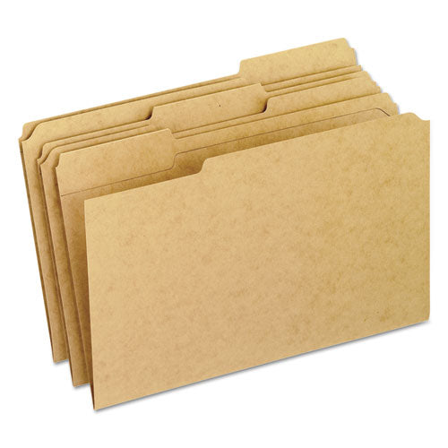 Dark Kraft File Folders With Double-ply Top, 1/3-cut Tabs: Assorted, Legal Size, 0.75