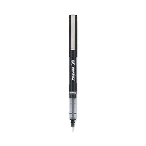 Precise V5 Roller Ball Pen, Stick, Extra-fine 0.5 Mm, Black Ink, Black/clear Barrel, Dozen