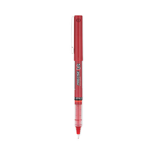 Precise V5 Roller Ball Pen, Stick, Extra-fine 0.5 Mm, Red Ink, Red/clear Barrel, Dozen