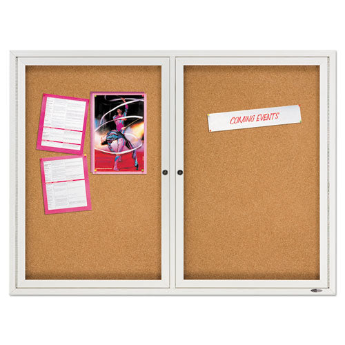 Enclosed Outdoors Bulletin Board With Two Doors, 48