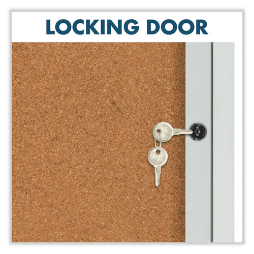 Enclosed Indoor Cork Bulletin Board With One Hinged Door, 24